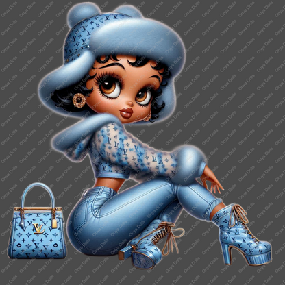 Baddie Boo, Betty Boop, PNG, afro Betty boop, sublimation, High-quality png, tumbler wrap