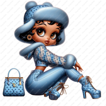 Baddie Boo, Betty Boop, PNG, afro Betty boop, sublimation, High-quality png, tumbler wrap