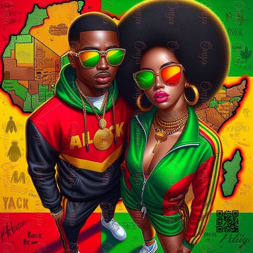 Black History Couple, Superfly melanin, High quality png