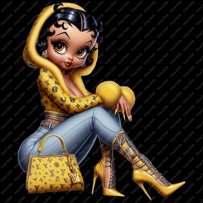 Baddie Boo, Betty Boop, PNG, afro Betty boop, sublimation, High-quality png, tumbler wrap