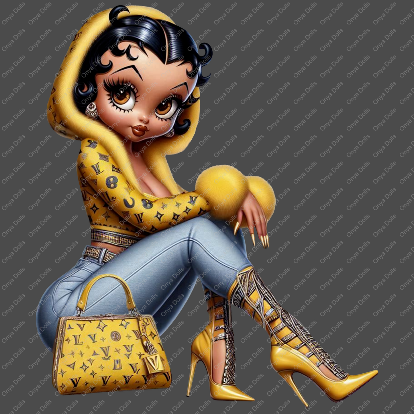 Baddie Boo, Betty Boop, PNG, afro Betty boop, sublimation, High-quality png, tumbler wrap