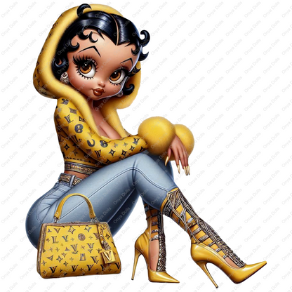 Baddie Boo, Betty Boop, PNG, afro Betty boop, sublimation, High-quality png, tumbler wrap