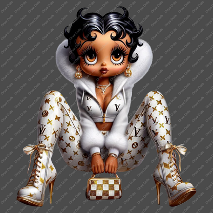 Baddie Boo, Betty Boop, PNG, afro Betty boop, sublimation, High-quality png, tumbler wrap