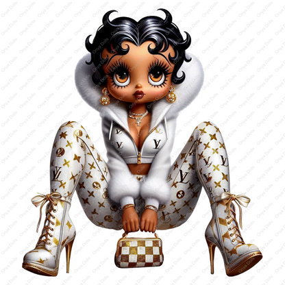 Baddie Boo, Betty Boop, PNG, afro Betty boop, sublimation, High-quality png, tumbler wrap