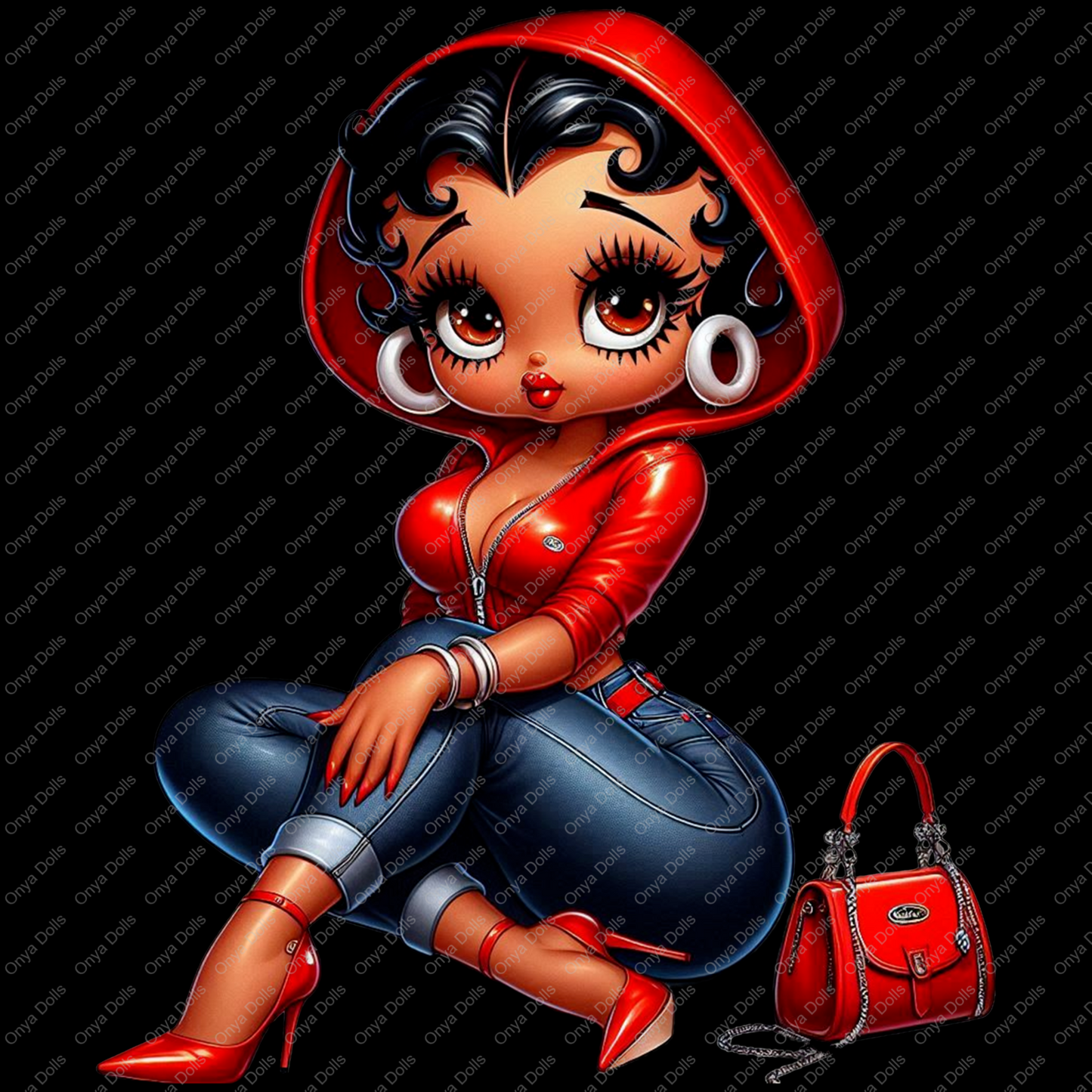 Baddie Boo, Betty Boop, PNG, afro Betty boop, sublimation, High-quality png, tumbler wrap