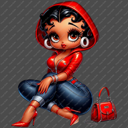 Baddie Boo, Betty Boop, PNG, afro Betty boop, sublimation, High-quality png, tumbler wrap