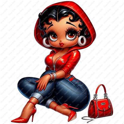 Baddie Boo, Betty Boop, PNG, afro Betty boop, sublimation, High-quality png, tumbler wrap