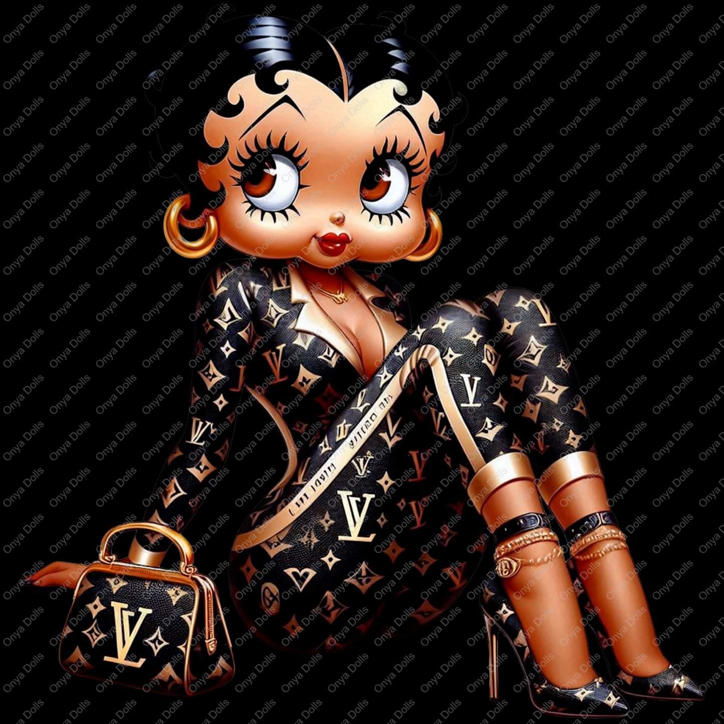 Baddie Boo, Betty Boop, PNG, afro Betty boop, sublimation, High-quality png, tumbler wrap