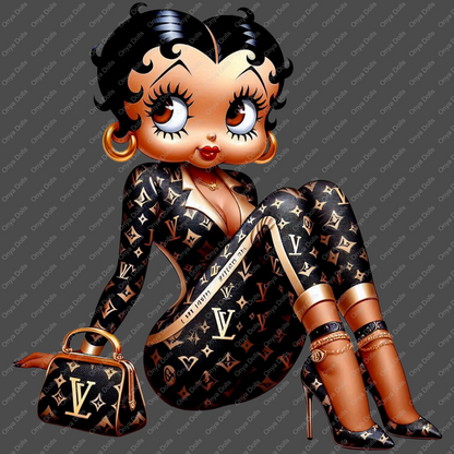 Baddie Boo, Betty Boop, PNG, afro Betty boop, sublimation, High-quality png, tumbler wrap