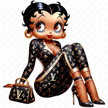 Baddie Boo, Betty Boop, PNG, afro Betty boop, sublimation, High-quality png, tumbler wrap