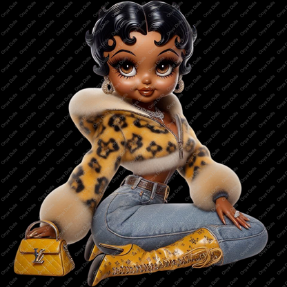 Baddie Boo, Betty Boop, PNG, afro Betty boop, sublimation, High-quality png, tumbler wrap