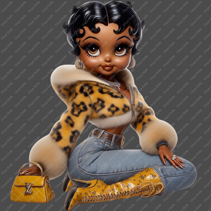 Baddie Boo, Betty Boop, PNG, afro Betty boop, sublimation, High-quality png, tumbler wrap