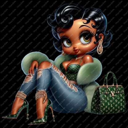 Baddie Boo, classy, clip art, fashion girl, sublimation, DTF, cricut, silhouette, fur coat, tumbler wrap, planner