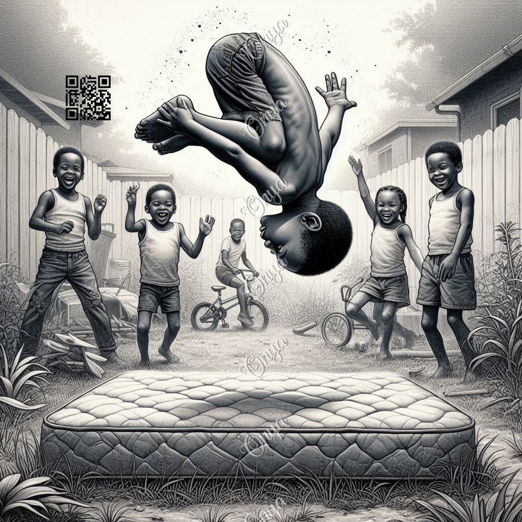 Onya, cousins flipping on mattress, flipping fun, melanin, High quality png