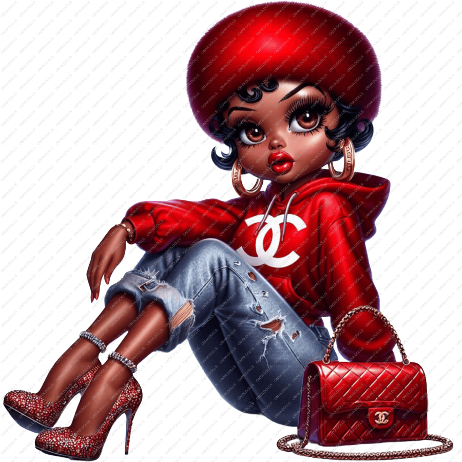 Betty Boop PNG, melanin woman, black woman, Baddie Boo, Red