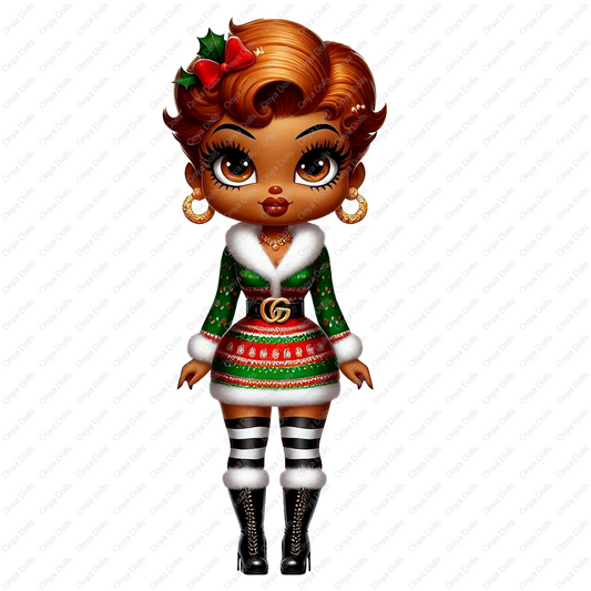 Baddie Boop Christmas, Ginger,Gingerbread, melanin woman, santas helper, planner png, tumbler wrap png, sublimation, High-resolution png