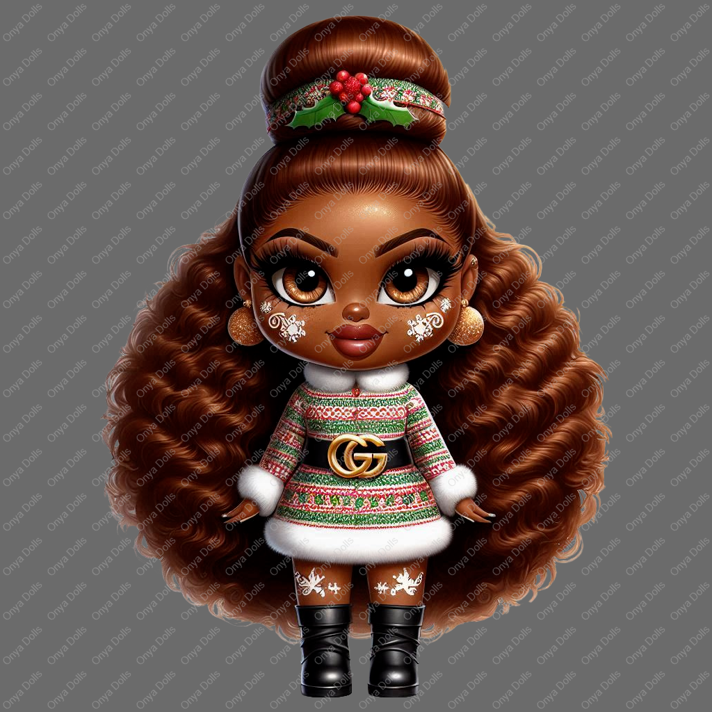 Baddie Boop Christmas, Ginger,Gingerbread, melanin woman, santas helper, planner png, tumbler wrap png, sublimation, High-resolution png