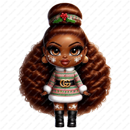 Baddie Boop Christmas, Ginger,Gingerbread, melanin woman, santas helper, planner png, tumbler wrap png, sublimation, High-resolution png