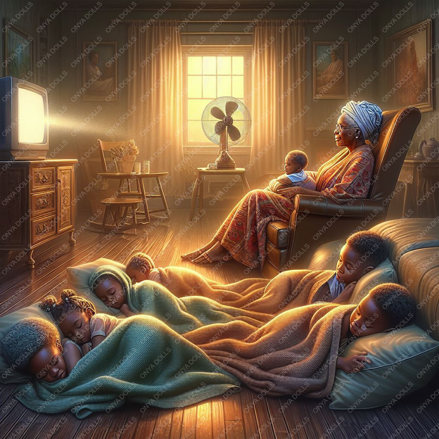 A Sleep over at Grandma's house, mother's Day, melanin, High quality png