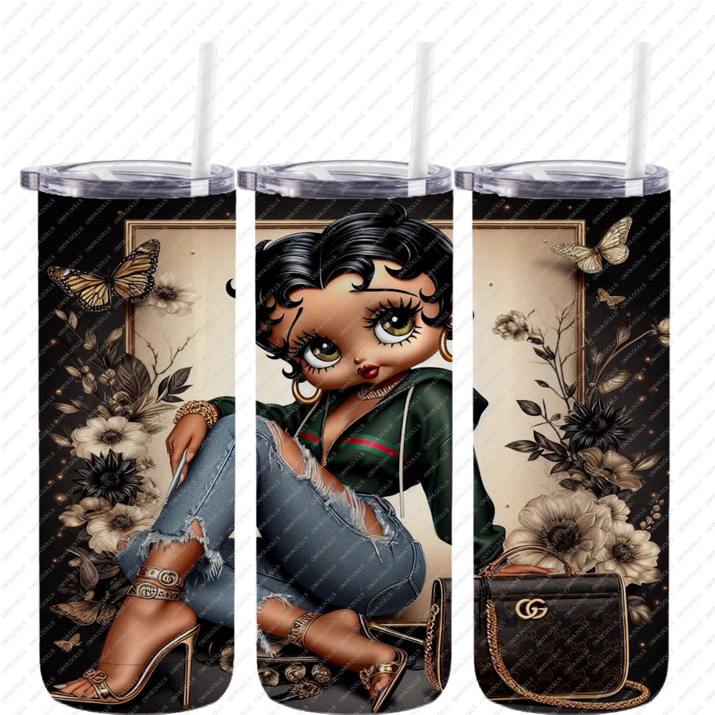 Baddie Boo, Betty Boop, PNG, afro Betty boop, sublimation, High-quality png, tumbler wrap