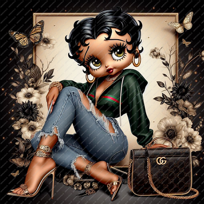 Baddie Boo, Betty Boop, PNG, afro Betty boop, sublimation, High-quality png, tumbler wrap