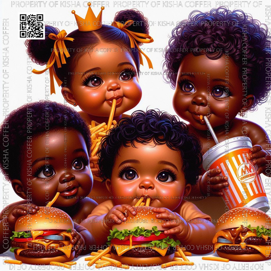 Onya Eating Whataburger, Children, melanin, dolls, High quality png