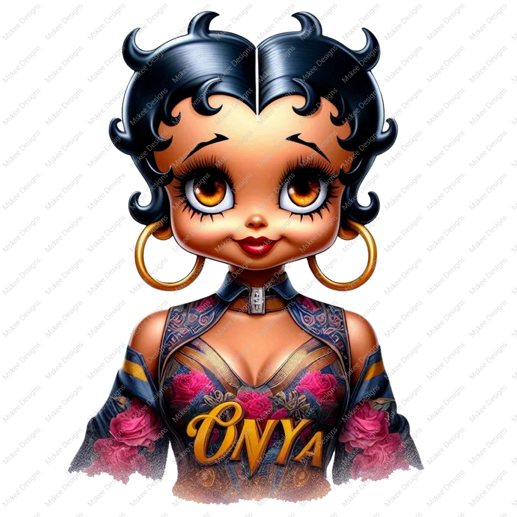 Baddie Boo, Betty Boop, PNG, afro Betty boop, sublimation, High-quality png, tumbler wrap