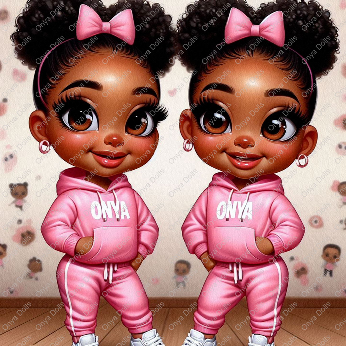 Onya Loves Pink, melanin girl, female, Twins, PNG