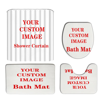 Custom Print Fabric Shower Curtains, Polyester Bathroom Set