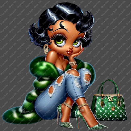 Baddie Boo, Betty Boop, PNG, afro Betty boop, sublimation, High-quality png, tumbler wrap