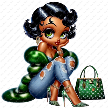 Baddie Boo, Betty Boop, PNG, afro Betty boop, sublimation, High-quality png, tumbler wrap