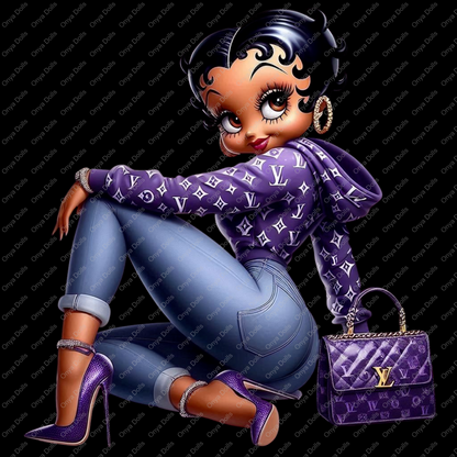 Baddie Boo, Betty Boop, PNG, afro Betty boop, sublimation, High-quality png, tumbler wrap