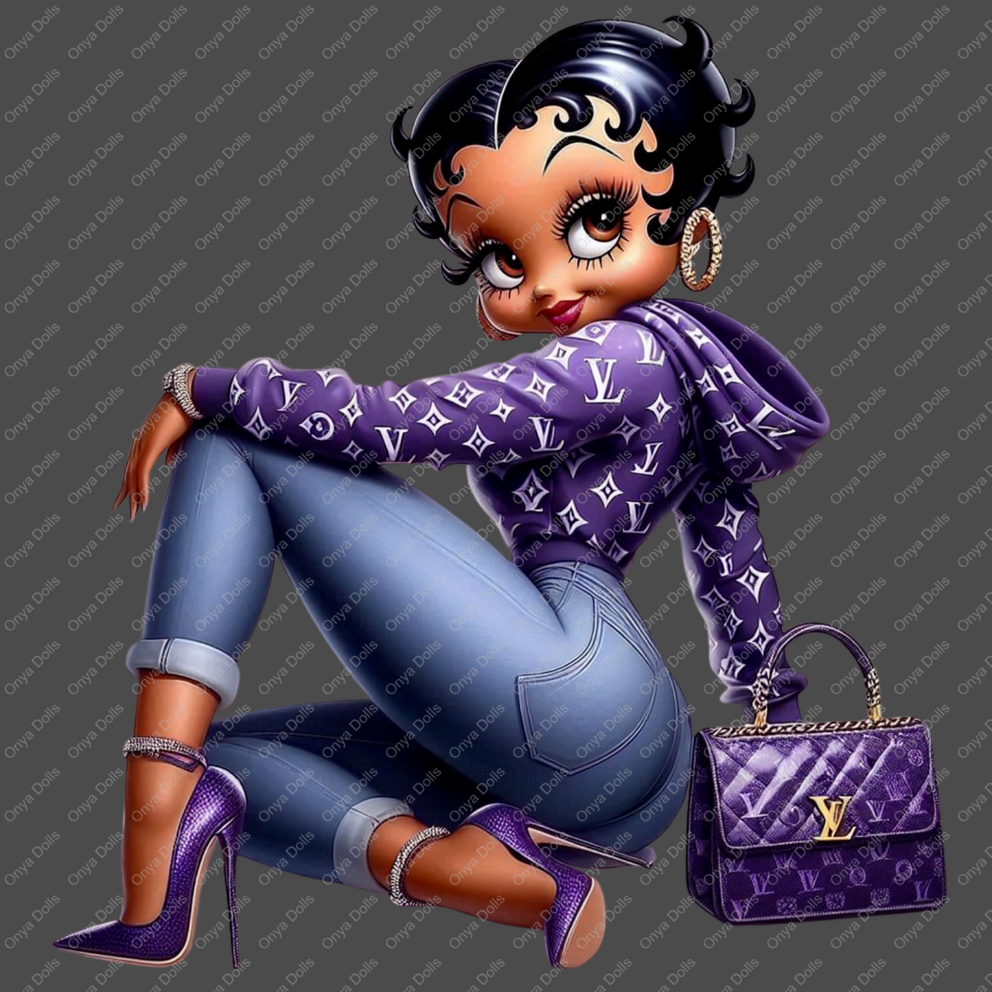 Baddie Boo, Betty Boop, PNG, afro Betty boop, sublimation, High-quality png, tumbler wrap