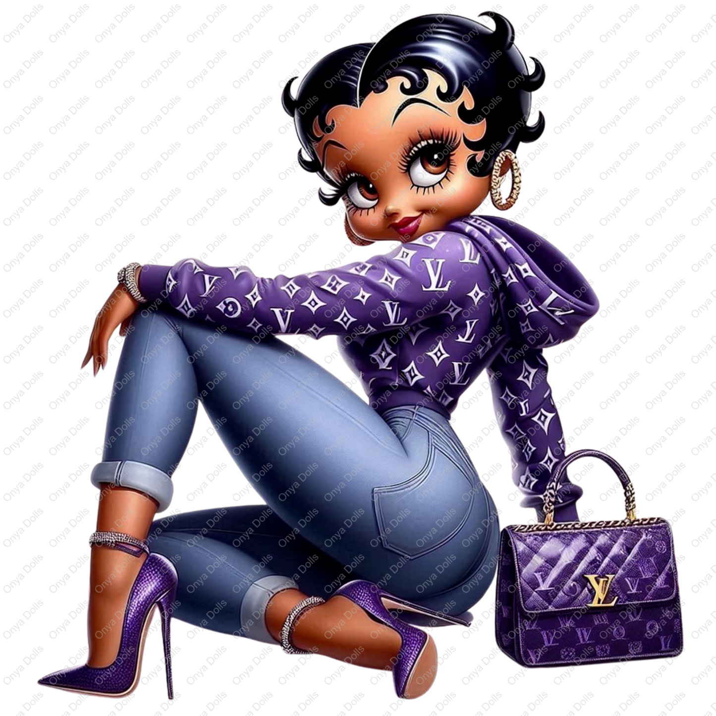 Baddie Boo, Betty Boop, PNG, afro Betty boop, sublimation, High-quality png, tumbler wrap