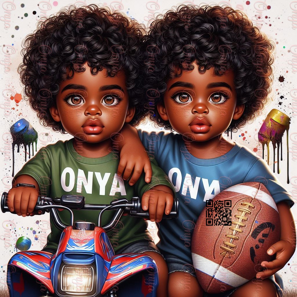 Onya twins riding tractor, boy, male, Children, melanin, dolls, High quality png