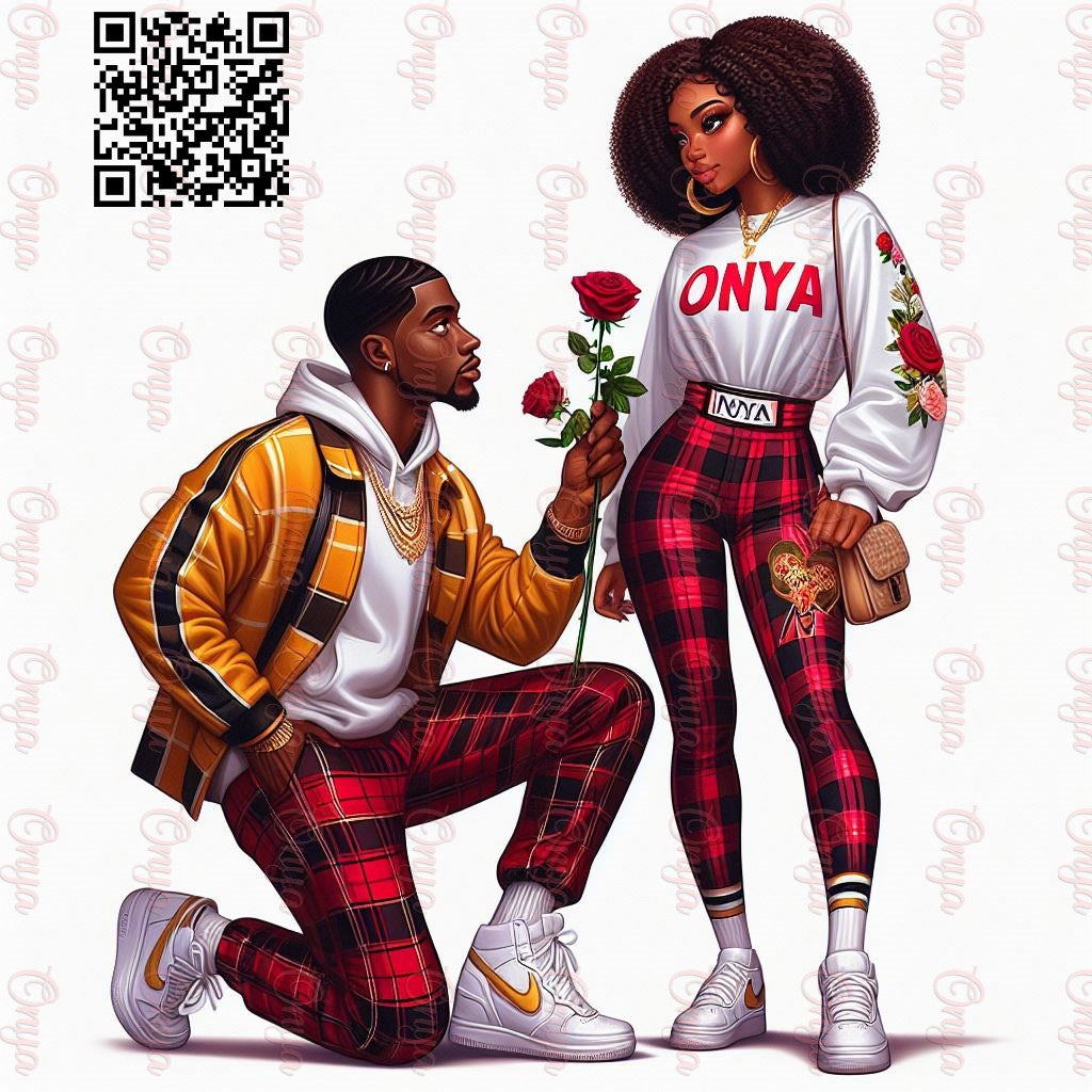 ONYA, Valentines Day,  Digital Doll, melanin, black woman, black man, High quality png