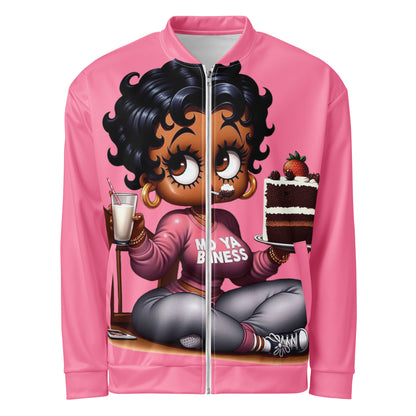 Mind Ya Business, eating cake graphic Unisex Bomber Jacket