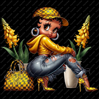 Baddie Boo, Betty Boop, PNG, afro Betty boop, sublimation, High-quality png, tumbler wrap