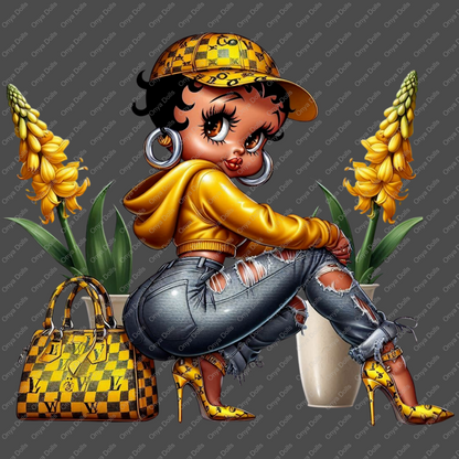 Baddie Boo, Betty Boop, PNG, afro Betty boop, sublimation, High-quality png, tumbler wrap