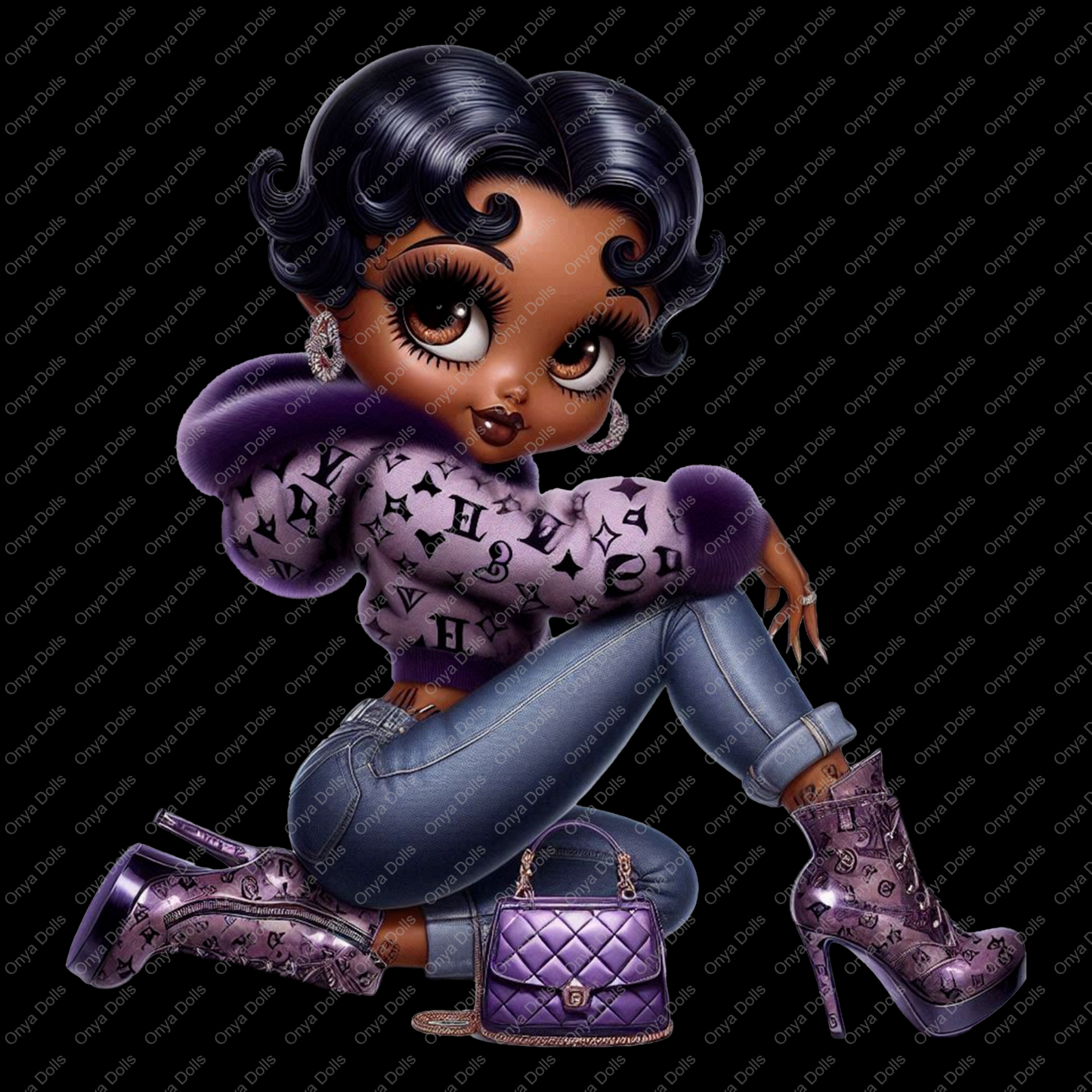 Baddie Boo, Betty Boop, PNG, afro Betty boop, sublimation, High-quality png, tumbler wrap