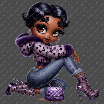 Baddie Boo, Betty Boop, PNG, afro Betty boop, sublimation, High-quality png, tumbler wrap