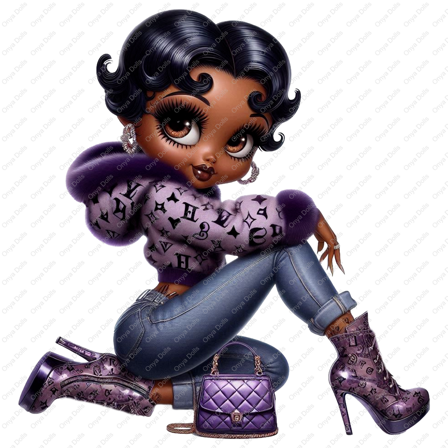 Baddie Boo, Betty Boop, PNG, afro Betty boop, sublimation, High-quality png, tumbler wrap