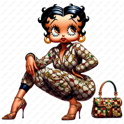 Baddie Boo, Betty Boop, PNG, afro Betty boop, sublimation, High-quality png, tumbler wrap