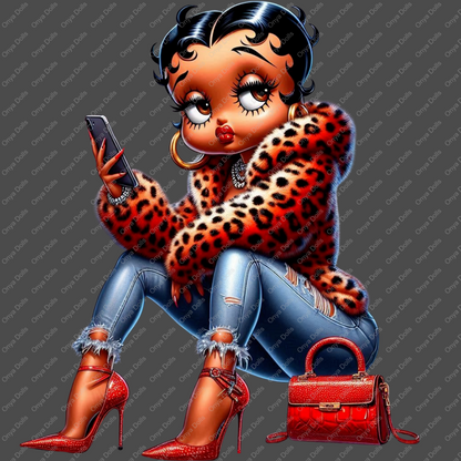 Baddie Boo, Betty Boop, PNG, afro Betty boop, sublimation, High-quality png, tumbler wrap