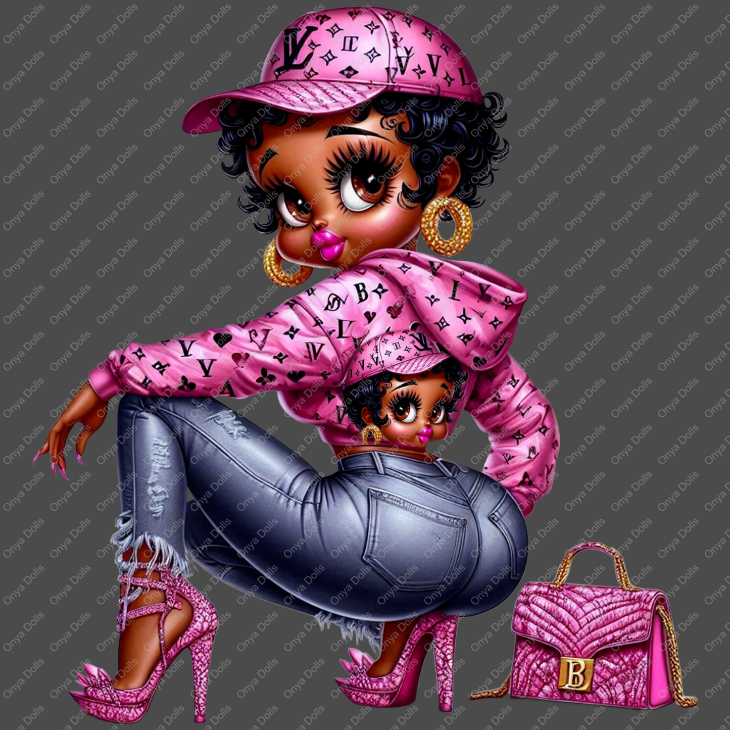 Betty Boop, Jacket, matching hat and purse, Transfer PNG