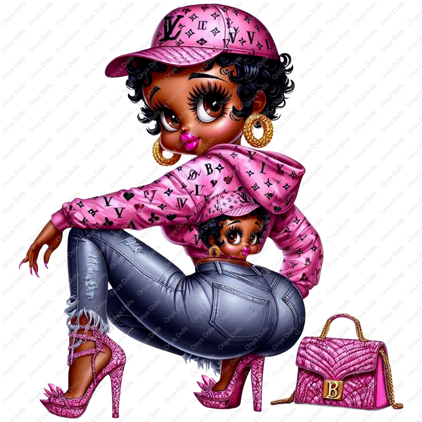 Betty Boop, Jacket, matching hat and purse, Transfer PNG