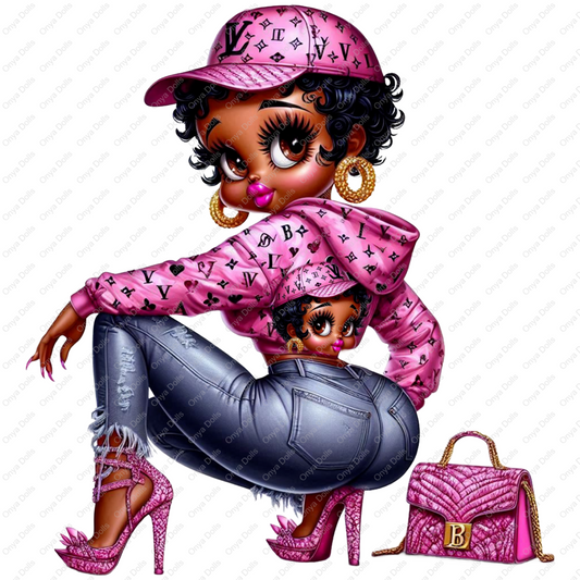 Baddie Boop, Black Betty Boop, clip art, Pretty in Pink, Betty Boop, DTF png, Tumbler wrap