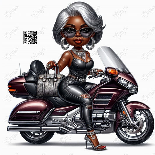 ONYA silver fox, riding her Goldwing 1800, Black History, melanin, High quality png