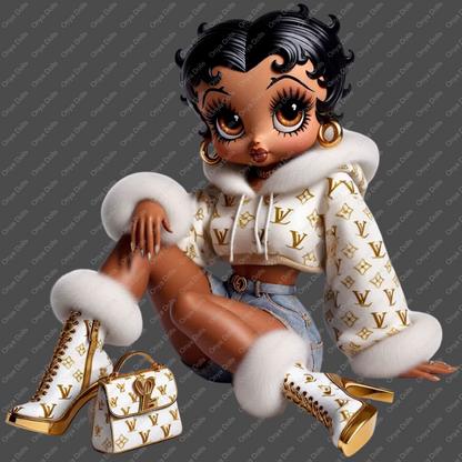 Baddie Boo, Betty Boop, PNG, afro Betty boop, sublimation, High-quality png, tumbler wrap