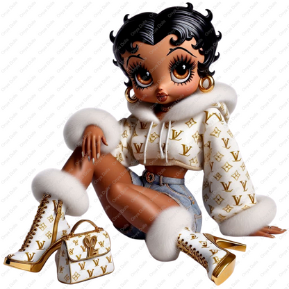 Baddie Boo, Betty Boop, PNG, afro Betty boop, sublimation, High-quality png, tumbler wrap